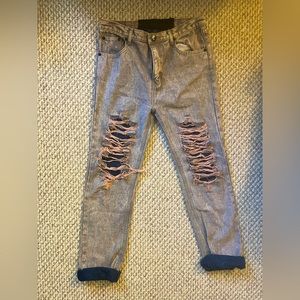 One Teaspoon Destroyed Boyfriend Jean in Washed Purple